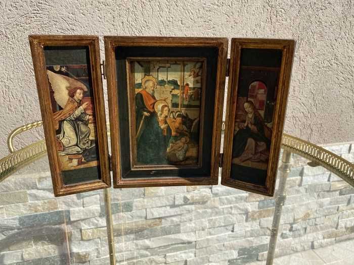Deosebit triptic din lemn-tematica religioasa-Belgia