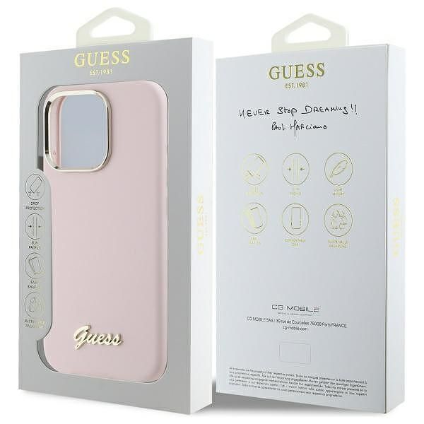 Guess silicone script metal logo & frame – iphone 16 pro max – светлор