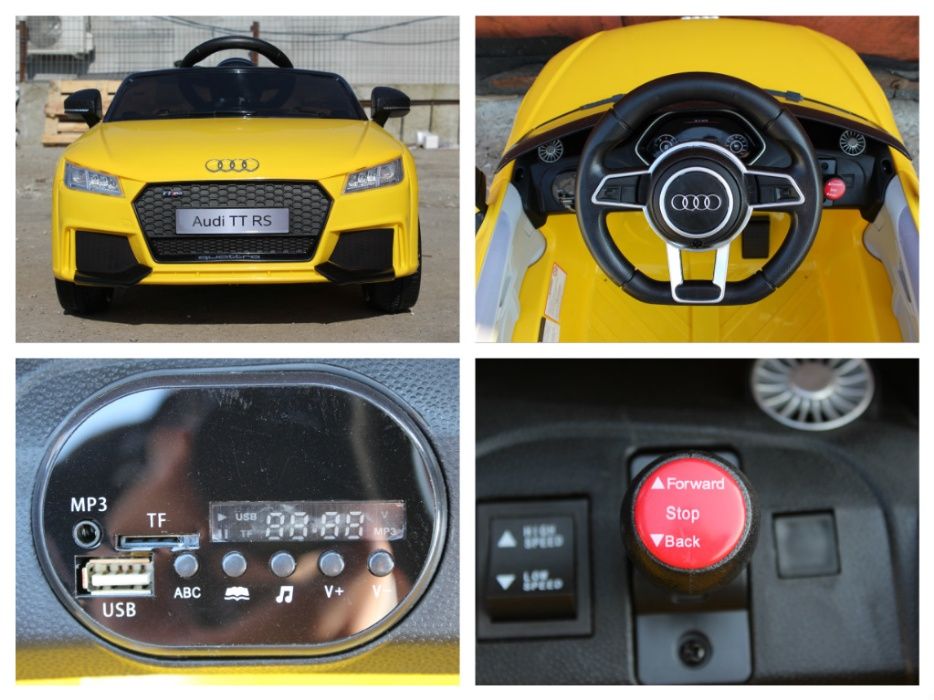 Masinuta electrica pentru copii Audi TT RS 2x 25W 12V #Galben