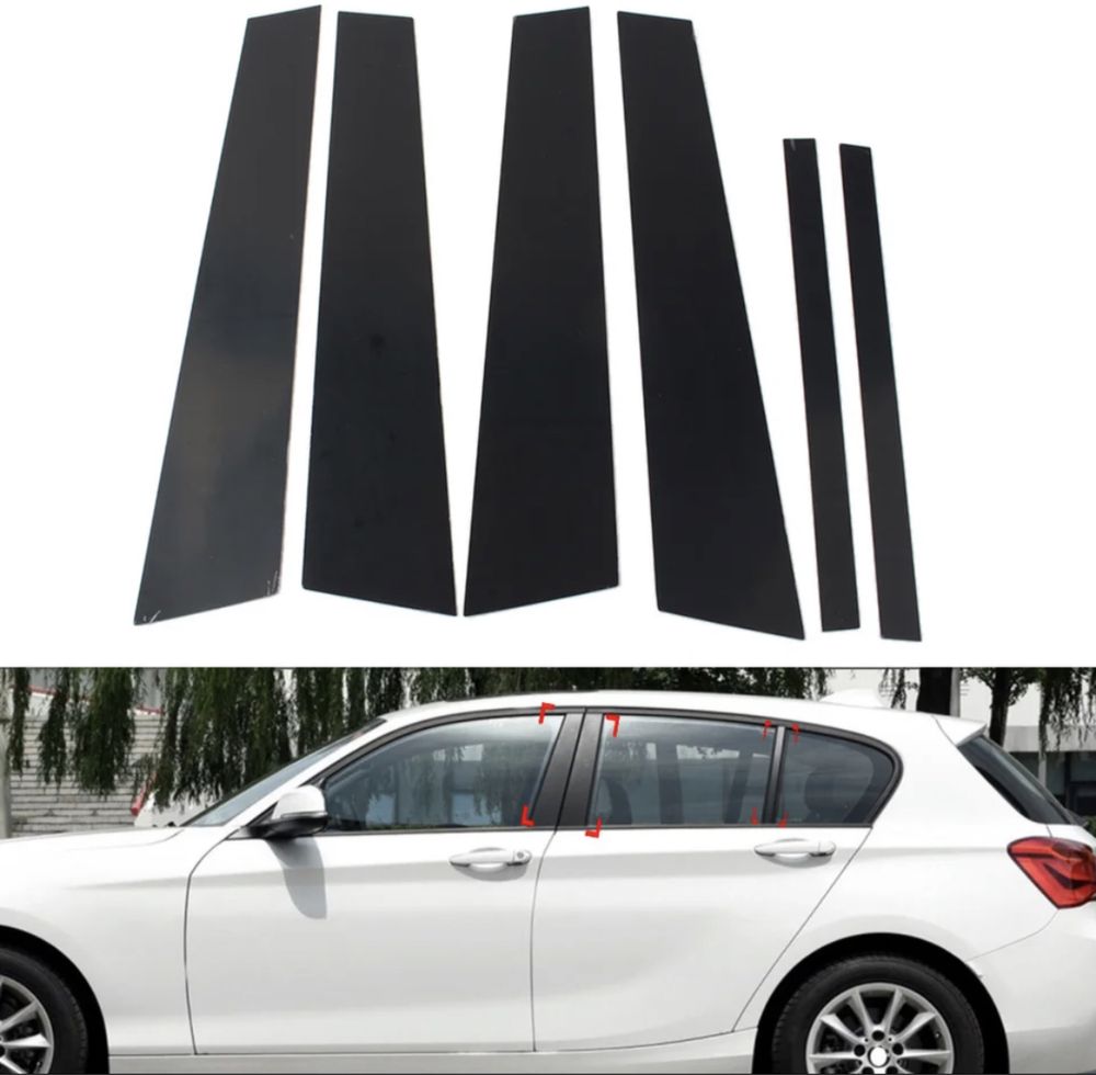 BMW 1 серия F20 фейслифт гланцови черни стикери за колони на вратите