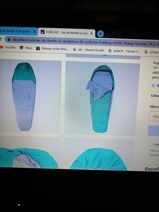 Sac de dormit Trekking MT500 10* C masura XL cu umplutura Poliester