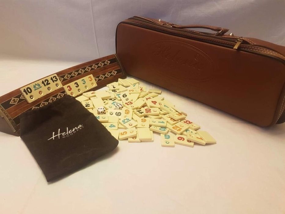 Joc remi, rummy din lemn masiv si sidef sculptate manual. 2643