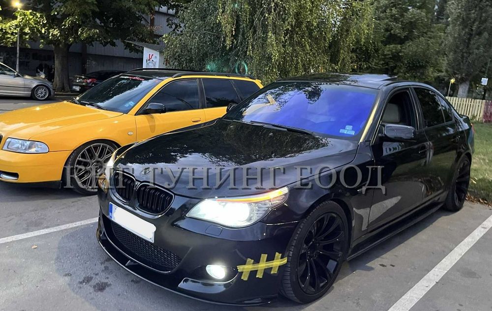 бмв е60 е61 преден лип спойлер с сплитери за м5 / bmw e60 e61 lip