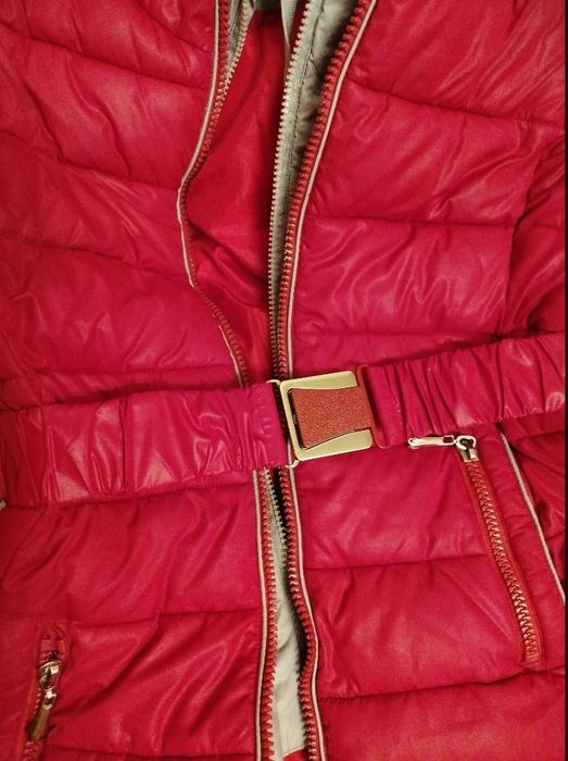 Куртка длинная малиновая красная 48 М