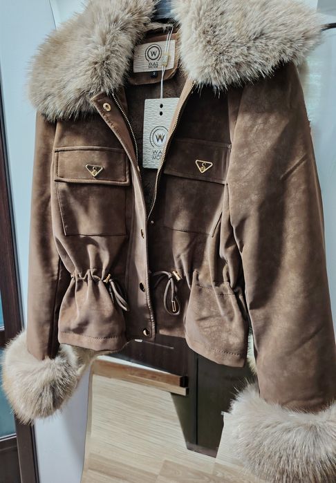 Чисто ново с етикет! Кафяво яке велур