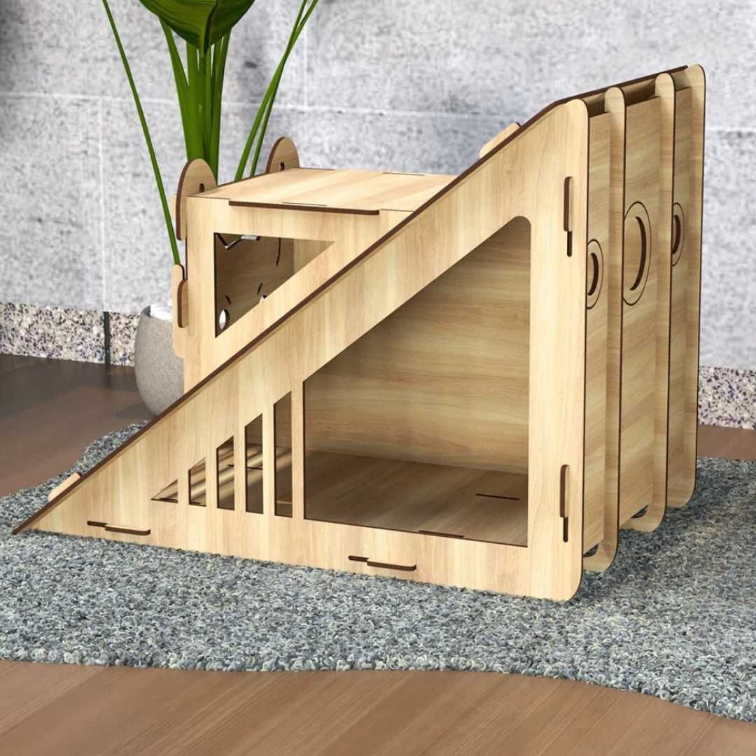 Къщичка за котки с рампа – Модерен дизайн, ръчна изработка