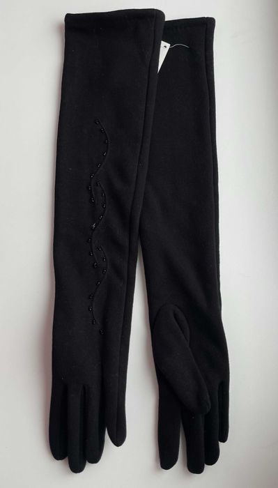 Перчатки черные женские - утепленные (удлиненные)