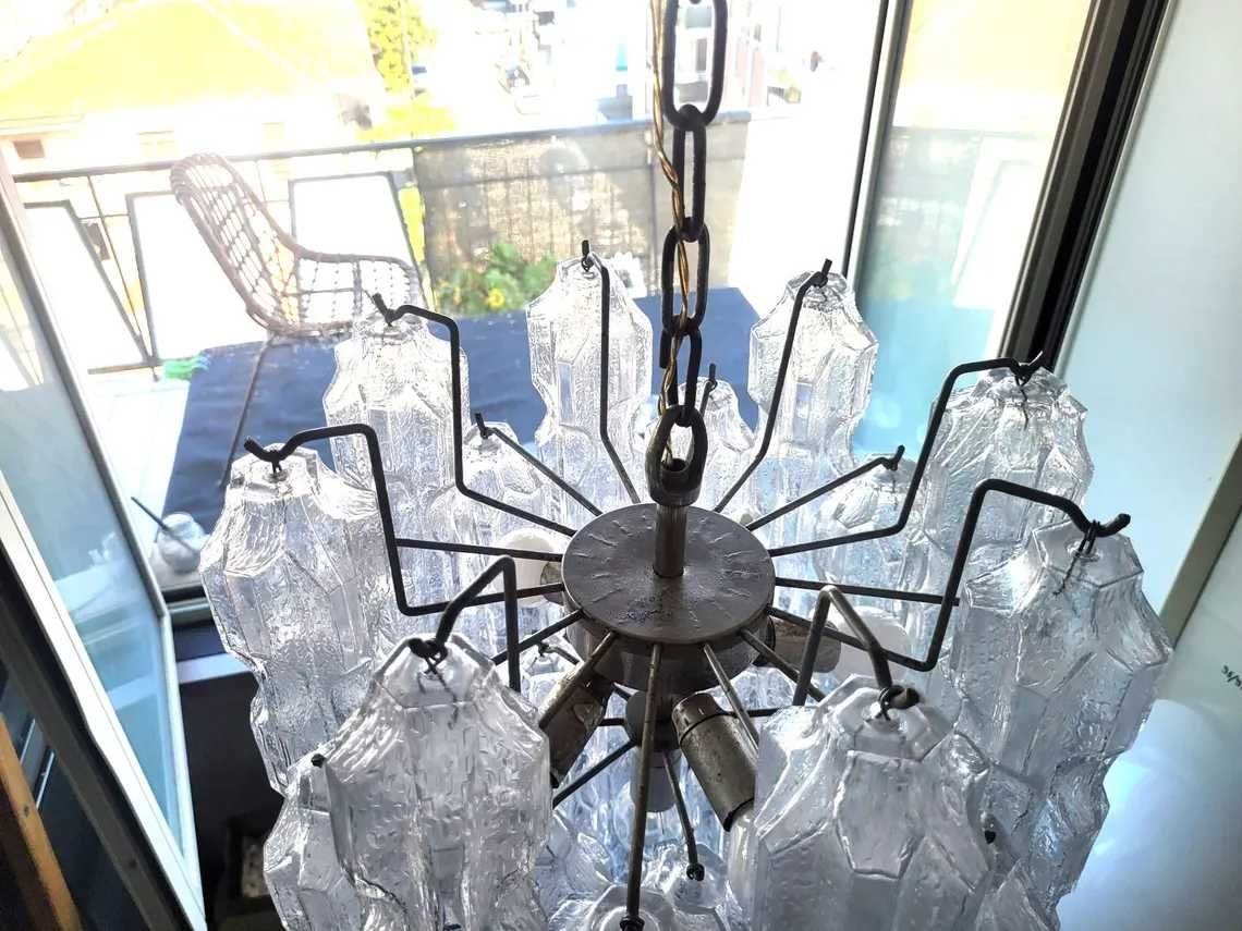 Lustra candelabru Venini, Toni Zuccheri, sticla Murano, MCM, vintage