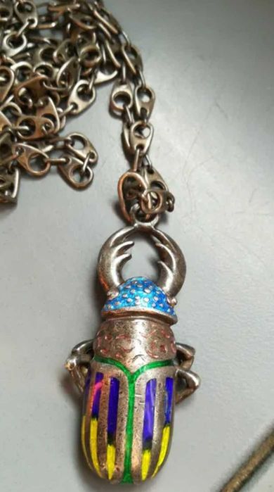 Lant si pandant Lucanus cervus argint