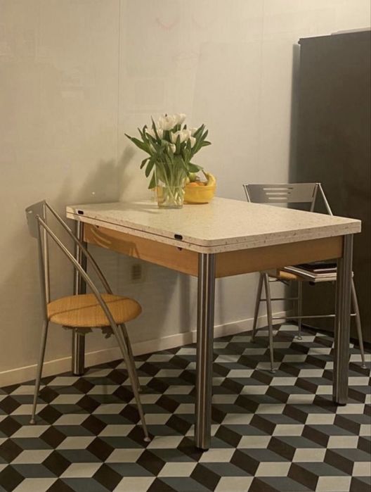 Masa extensibila 2x90/90cm cu 6 scaune stacabile