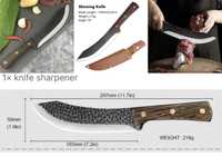 ловен нож за дране  обезкостяване дървена дръжка+кожена кания