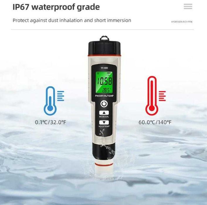 4в1 ORP Метър H2 Метър PH Метър с Термометър с Автоматична Компенсация