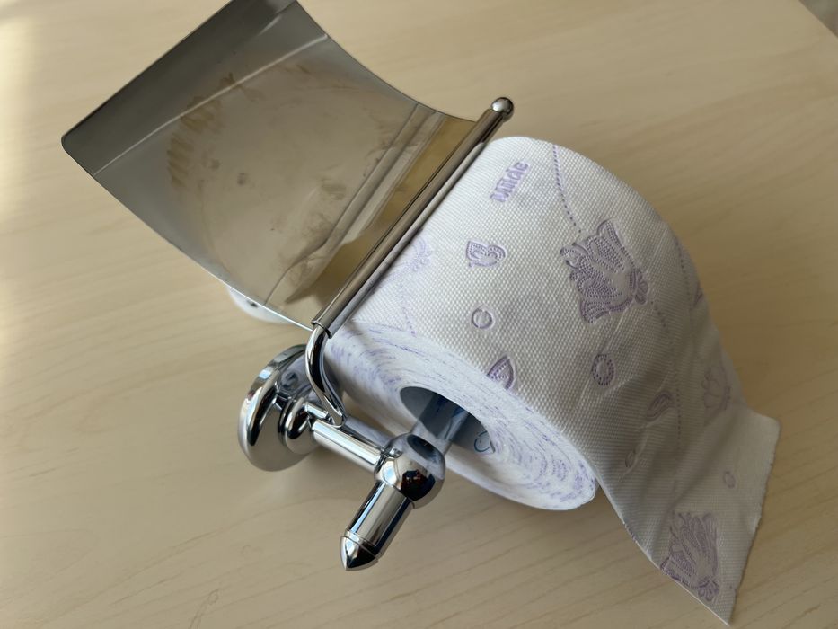 Стойка-държач за тоалетна хартия, хром, нова