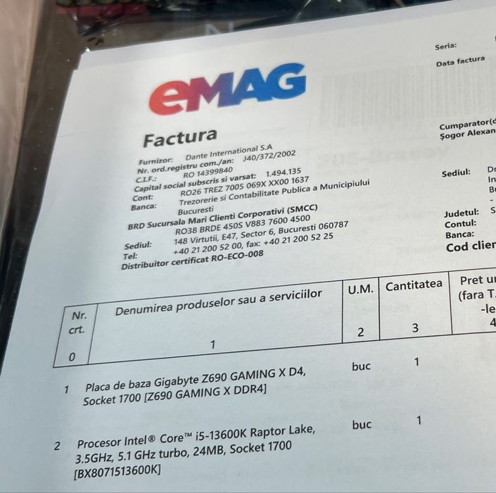 Gigabyte Z690 Gaming X DDR4 – LGA1700 – stare foarte bună