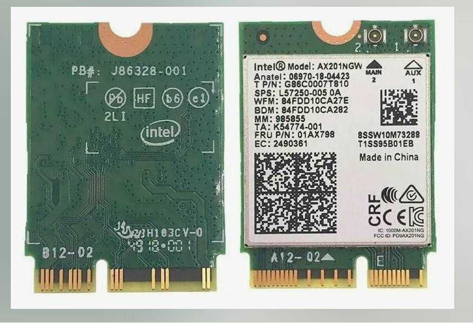 Wi-Fi Адаптер Intel AX201NGW, Bluetooth 5.1 (2.4 GHz-5 GHz, M.2 Dual)