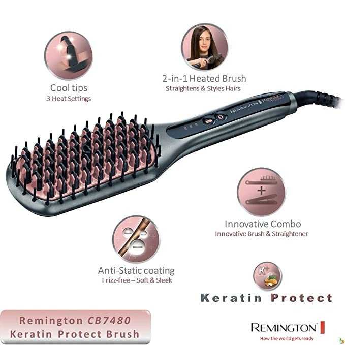Perie electrica de indreptat parul Remington Keratin Protect