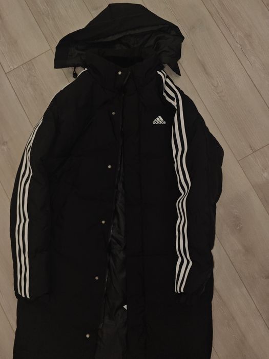 Новый длинный стройный черный куртка Adidas