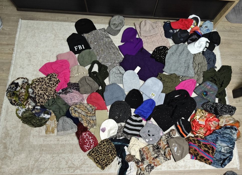 Шапки хомуты шарфы женские детские комплекты недорого