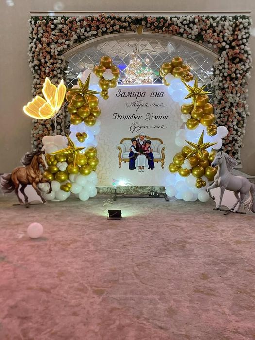 Оформление шары гелиевые арки каркас для баннера фотозона пресстены