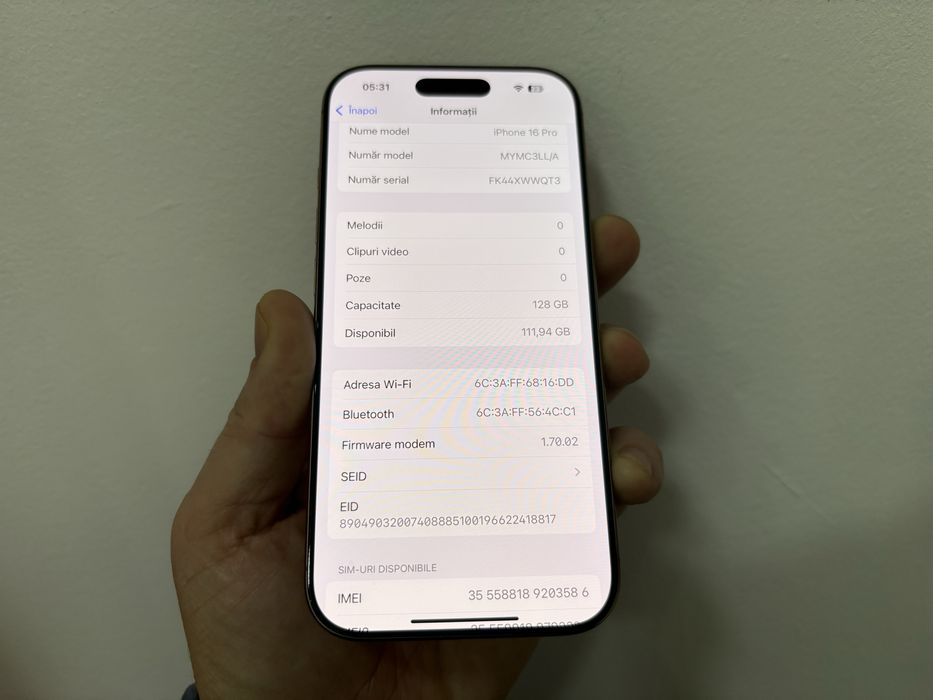 iPhone 16 Pro, 128 gb, Desert Titanium, ByPass / sau pentru recarosare