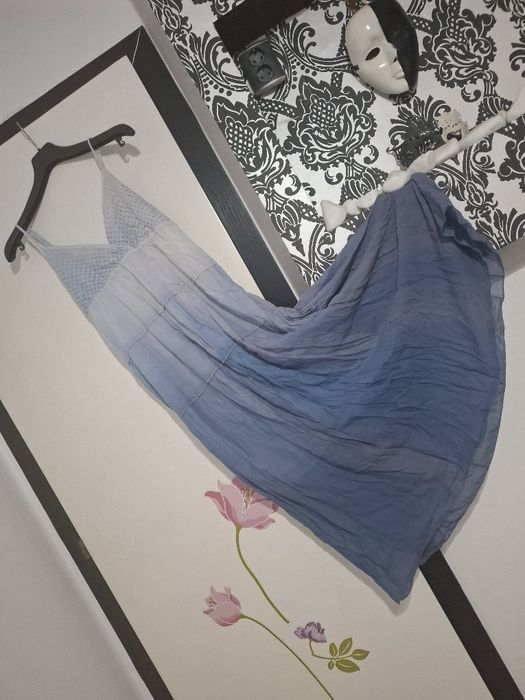 Рокля морско синьо+ подарък дънкова пола