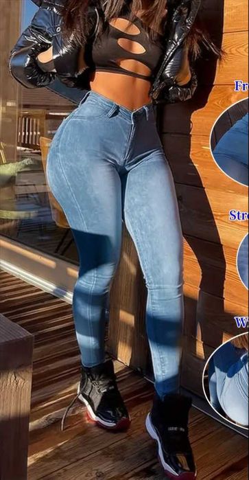 Blugi skinny bleu/ albi / negri push-up