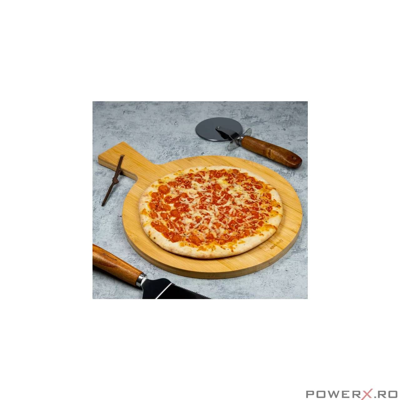 Tava pentru pizza, din bambus, 41 x 30 x 1,5 cm, KingHoff