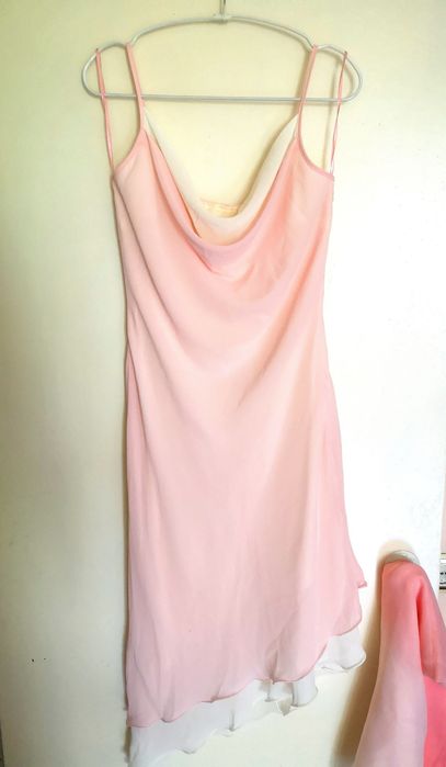 Платье с палантином розовый, белый цвет