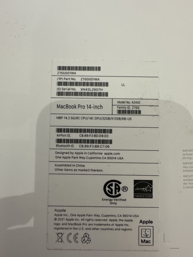 Macbook Pro 14, 32/512 ideal