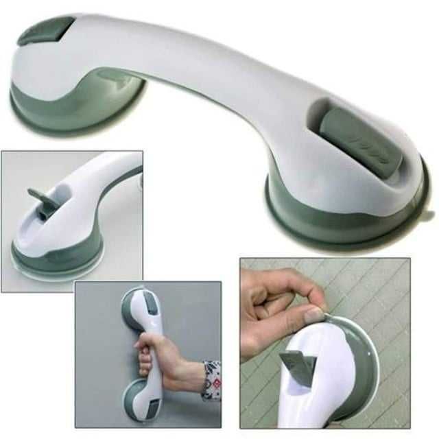 Set de 2 bucati Maner de Siguranta pentru baie, cu ventuze, alb/gri