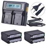 Set 2 acumulatori NP F960 F970 7200mAh + incarcator dublu pt SONY NP-F