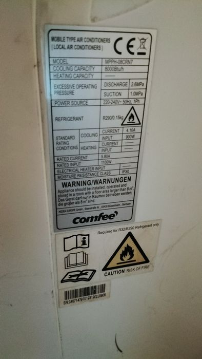 Aer condiționat portabil cu freon, funcție dezumidificare