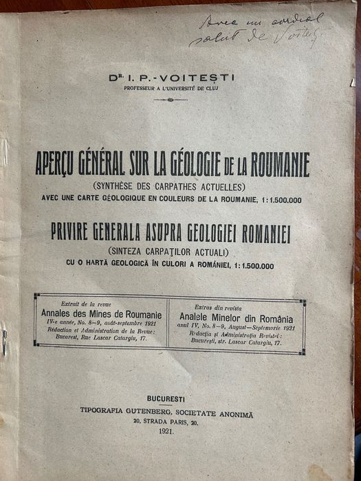 Carte veche Ion Popescu  Voitesti , Gorj ,autograf autor