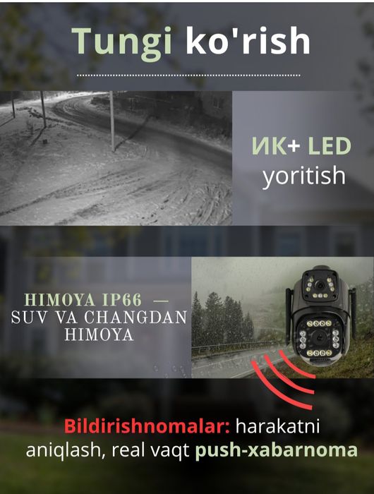 Video kuzatuv kamera 360 gradusli smart iP wifi 4G