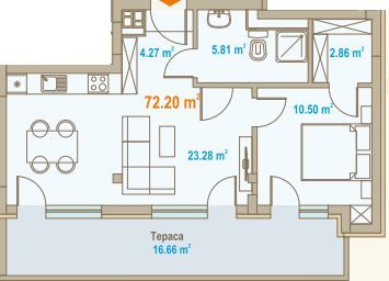 Двустаен апартамент в ж.к. Зона Б-19! Отлична локация и висок клас из