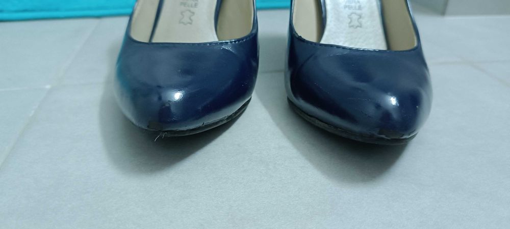 Pantofi dama cu toc,35, 2 perechi, negru si bleumarin