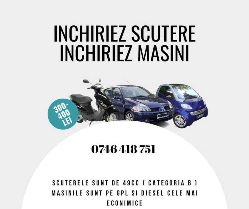 Închirieri scutere & mașini pentru livratori!