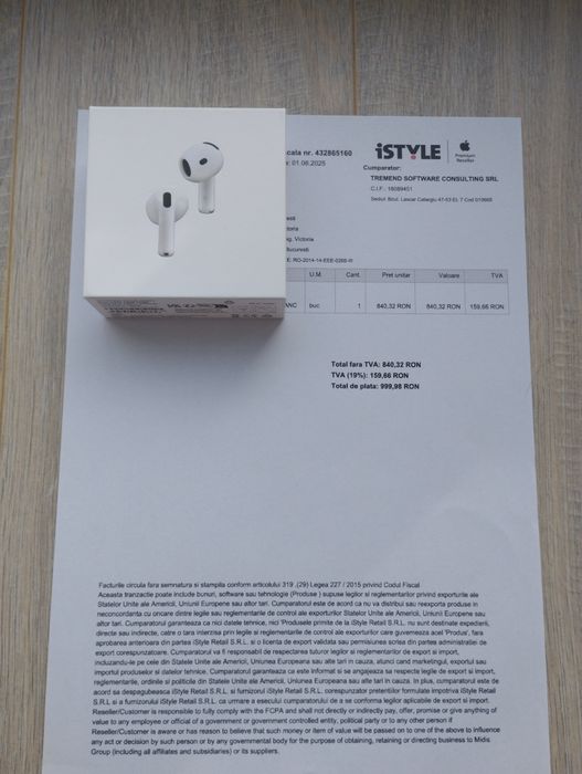 Airpods 4 ANC cu factura iStyle - Cadoul Ideal - Urgent