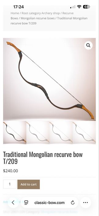 Vand arc mongol recurve ca nou