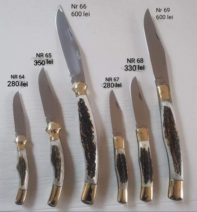 Briceag cutit traditional cu corn de cerb , lucrat manual