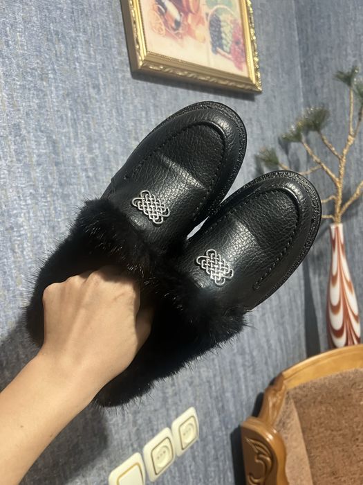 Теплые мокасины с мехом
