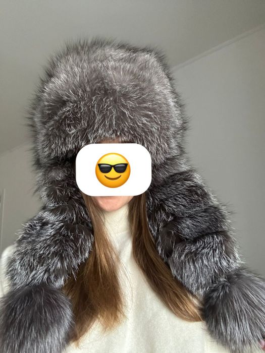 Caciula vulpe argintie lux noua S