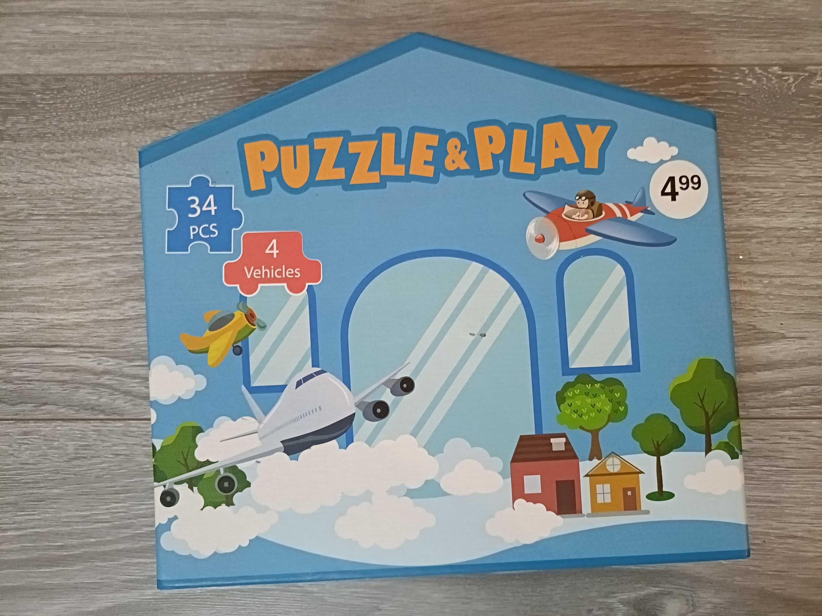 2 în 1 Puzzle și joc cu mașinuțe