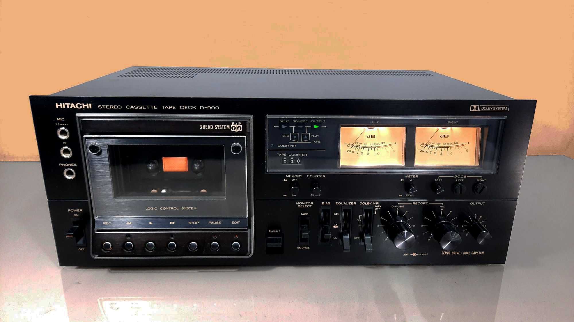 Doua Hitachi D-900 3 head vintage Stereo Cassette Tape Deck