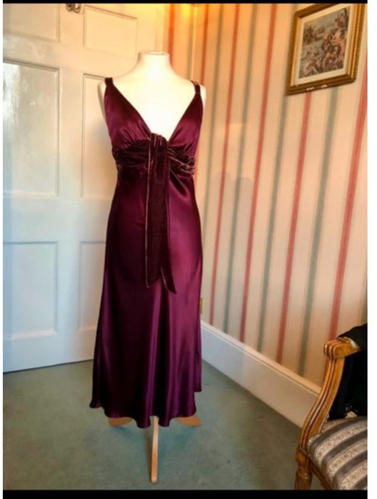 Lepel French Rochie matase naturala si catifea visinie