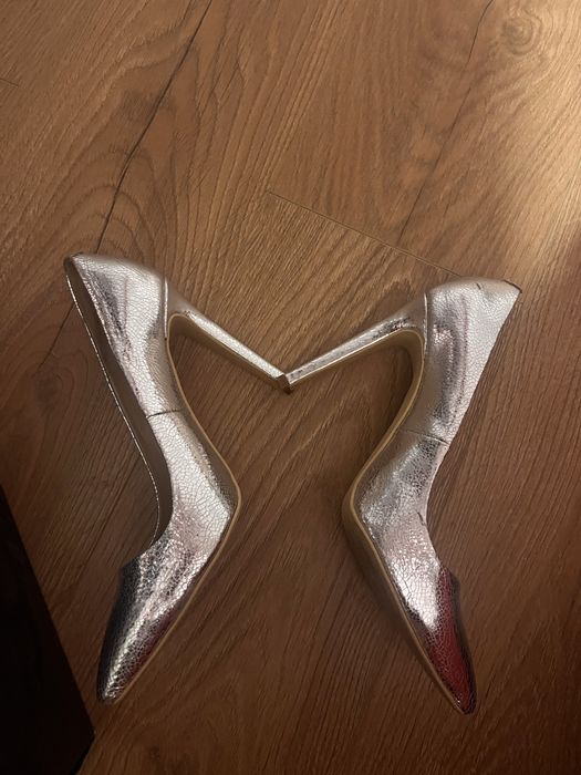Pantofi stiletto argintii  39