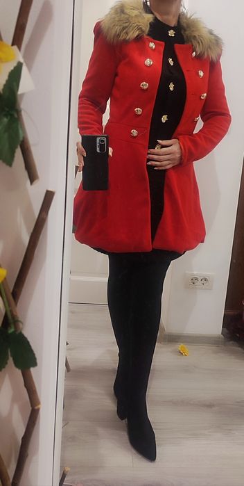 Paltonaș superb, cu eticheta, 100% bumbac, model cambrat, S-XS