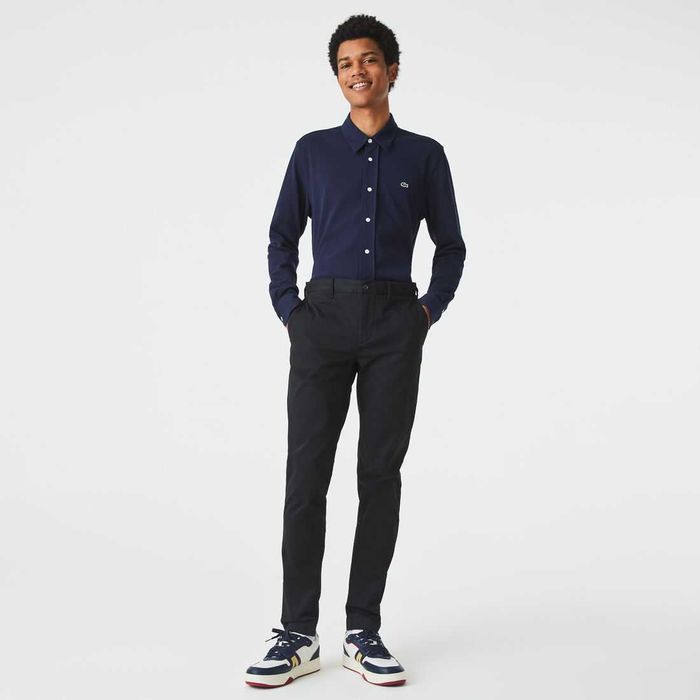Lacoste, Pantaloni chino, Gri antracit, W33-L32/42-L32 FR.