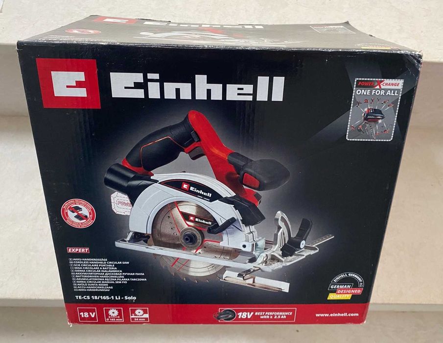 Акумулаторен ръчен циркуляр Einhell TE-CS 18/165-1 Li-Solo, 18V