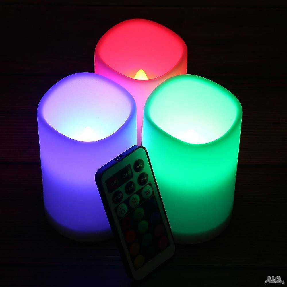 LED свещи с дистанционно управление и сменящи се цветове